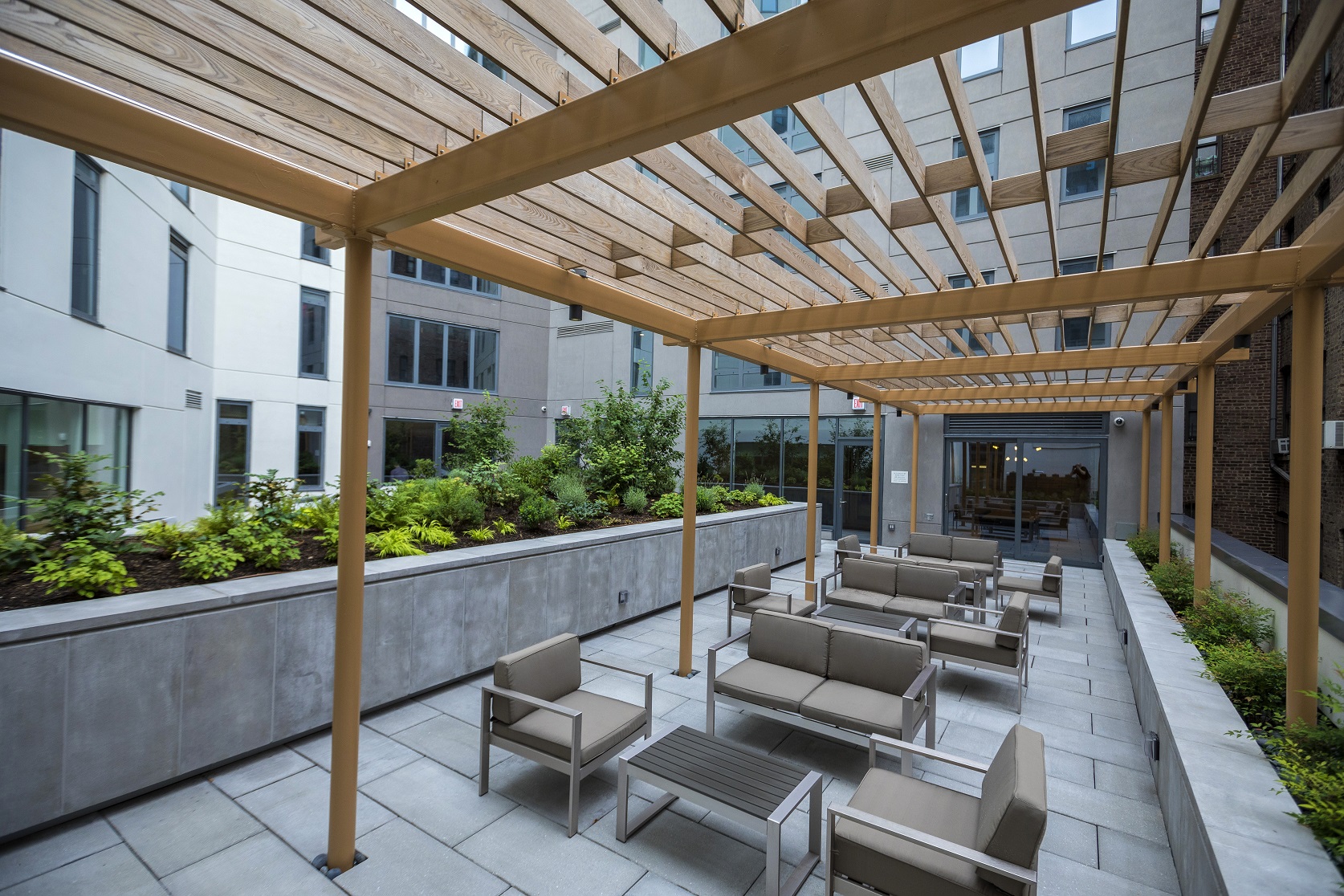 Expertly installed landscape elements create a beautiful, peaceful and sustainable amenity for the residents of this building