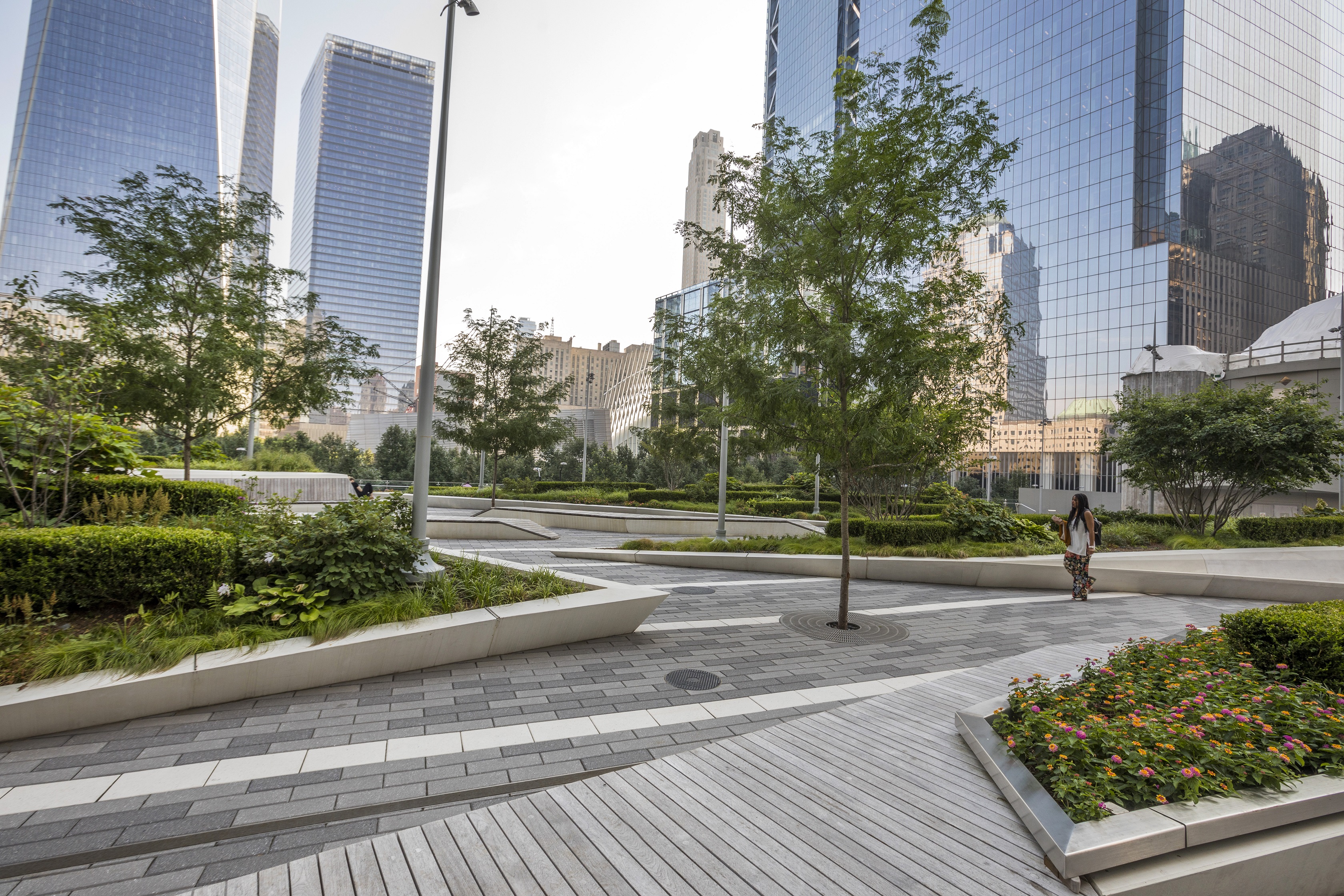 The sharp angles and clean lines cutting through this one-acre elevated park encourages passersby to stop and reflect.