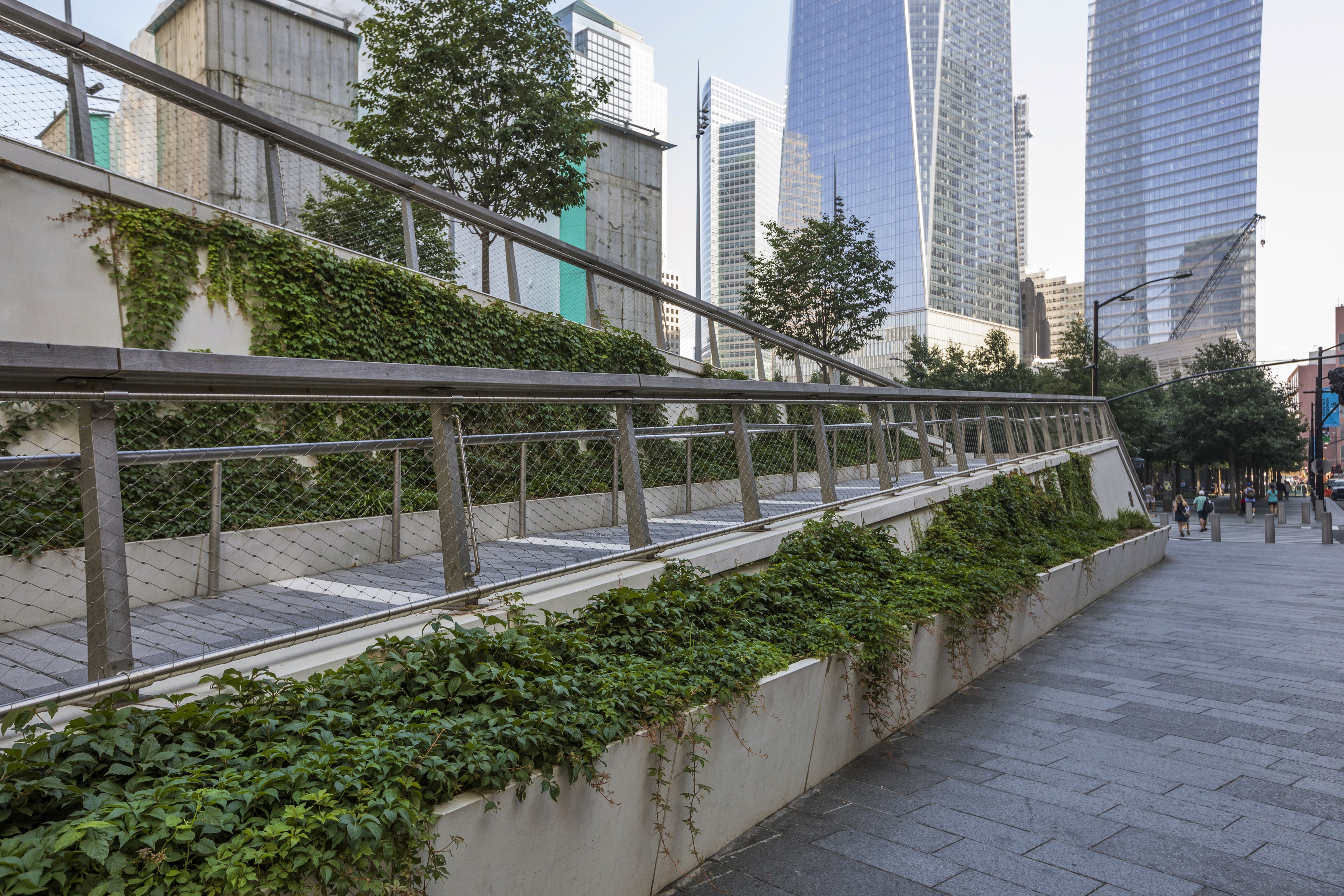 The sharp angles and clean lines cutting through this one-acre elevated park encourages passersby to stop and reflect.