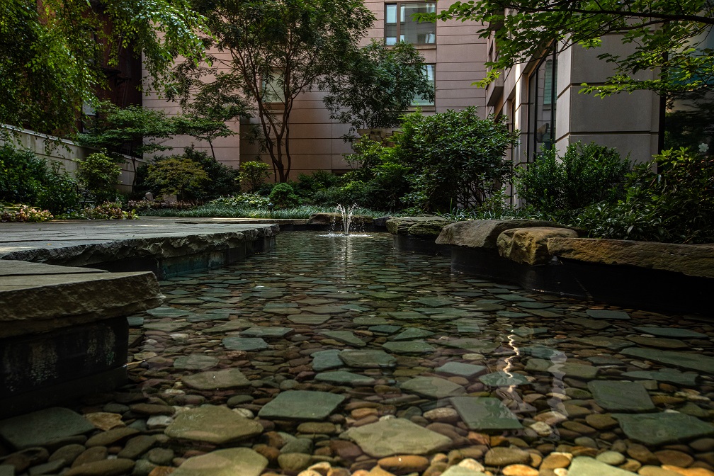 This hidden retreat on the Upper West Side of Manhattan creates a quiet space for residents to unwind and enjoy the tranquility