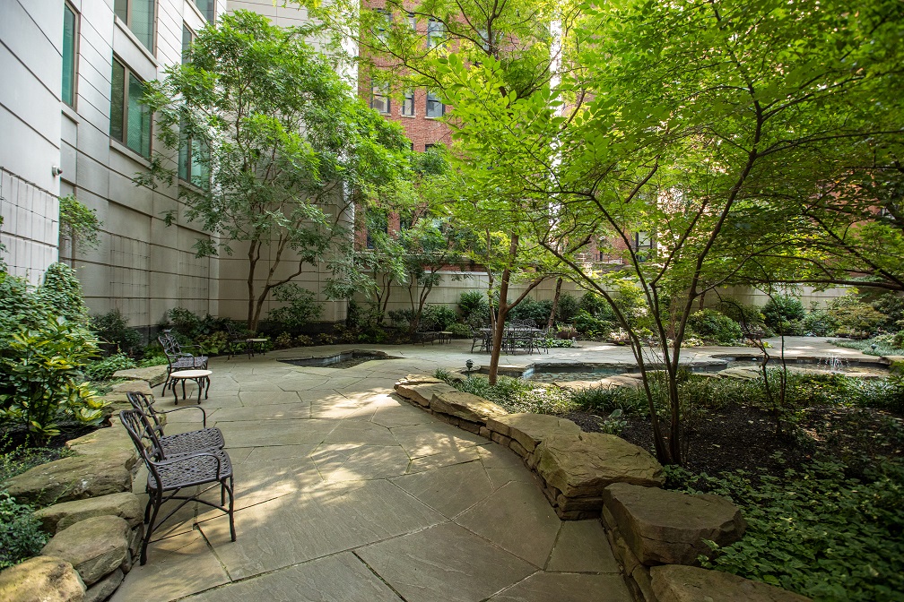 This hidden retreat on the Upper West Side of Manhattan creates a quiet space for residents to unwind and enjoy the tranquility